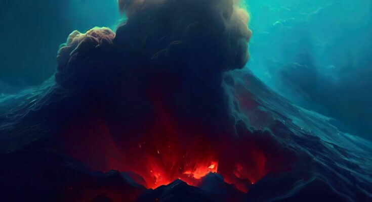 Volcano Deep Undersea Illustration