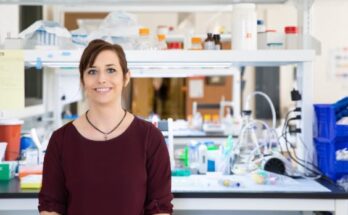 Alison Patteson poses in her lab