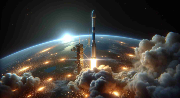 A realistic, HD-quality image depicting a modern and innovative private aerospace company solidifying its position in the satellite internet domain with a fresh launch of a cutting-edge internet satellite, often named 'Starlink'. The scene showcases the launch in progress, with the rocket ascending into the cosmos, leaving behind a blazing trail. It's an important milestone marking further advances in global internet access using space technology.