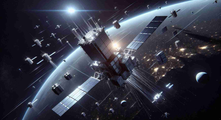A realistic, HD visualization of a conceptual aerospace engineering achievement: a new constellation of 60 surveillance satellites in the sky launched by South Korea. Please note the intricate details of the satellites and the vastness of space around them.