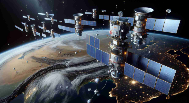 A realistic, high-definition depiction of a scenario where China enhances meteorological observation with sophisticated satellite cluster in its orbit. The image features several advanced satellites floating in space above the Earth. The background includes the iconic image of planet Earth, showing the vast landscapes of China beneath, and the distant glimmers of stars. The satellites are fitted with several instruments, visible against the deep blackness of space, capturing meteorological data. They are of various designs and sizes signifying their functionality, enhancing the details of weather conditions below.