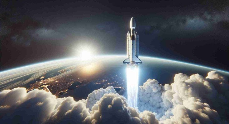 Generate a high-definition, realistic image of a moment of triumph in commercial space exploration: A satellite launch mission by a private space exploration company. Visualize the rocket, a representation of the Eutelsat 36D Satellite, soaring into the breathtaking vastness of space, with the Earth's curve visible in the background. The rocket, color white, is emblematic of this technological achievement, while the satellite represents the goals of communication and connection. Achieve a sense of intense realism in the depiction.