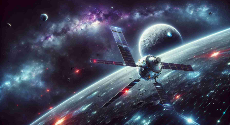A vivid, high-definition image representing the scenario where a Chinese lunar mission faces a challenge as indicated by satellites straying from their intended courses. The scene should show these satellites drifting away from their flight paths in the vast darkness of outer space, against a backdrop of distant galaxies and twinkling stars. Include the moon in the picture to suggest the destination they were supposed to reach, meanwhile the Earth far off in the background as a reminder of their origin. Distress signals or other visual cues can also be added to underscore the urgency and critical nature of the situation.