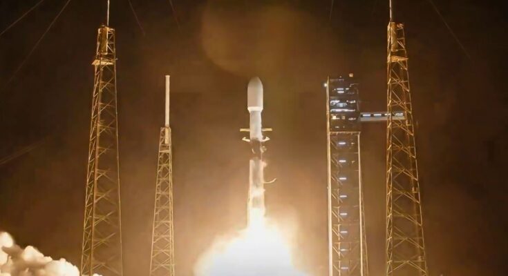 SpaceX’s Falcon 9 rocket sent more than 20 Starlink satellites to orbit after it left Space Launch Complex 40 at Cape Canaveral Space Force Station on Saturday, March 30, 2024. (SpaceX)