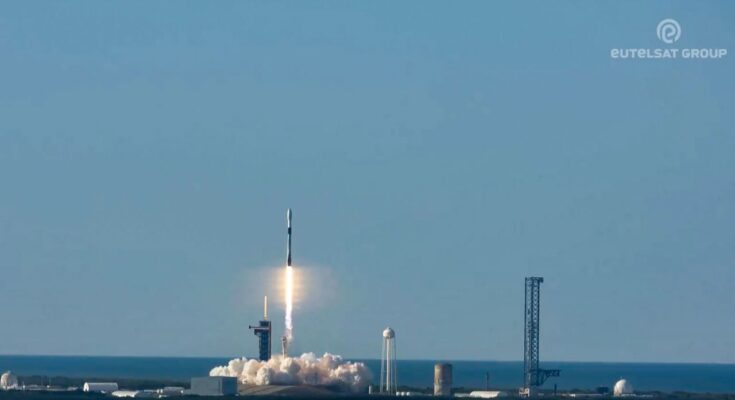 SpaceX’s Falcon 9 rocket left from Launch Complex 39A at the Kennedy Space Center to send the Eutelsat 36D satellite to a geosynchronous transfer orbit on Saturday, March 30, 2024. (SpaceX)