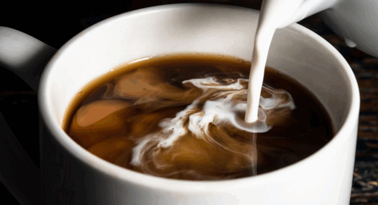 Creamer into coffee