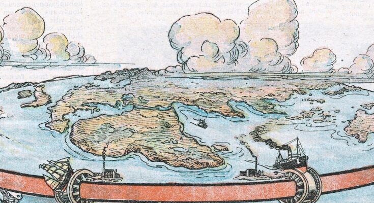 Depiction Of A Flat Planet Earth. Date: 1922
