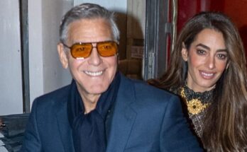 Amal Clooney luce un minivestido brillante en su cita en París con George