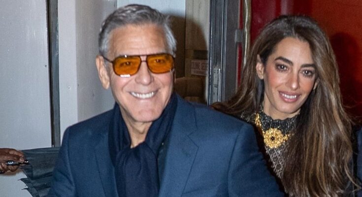 Amal Clooney luce un minivestido brillante en su cita en París con George