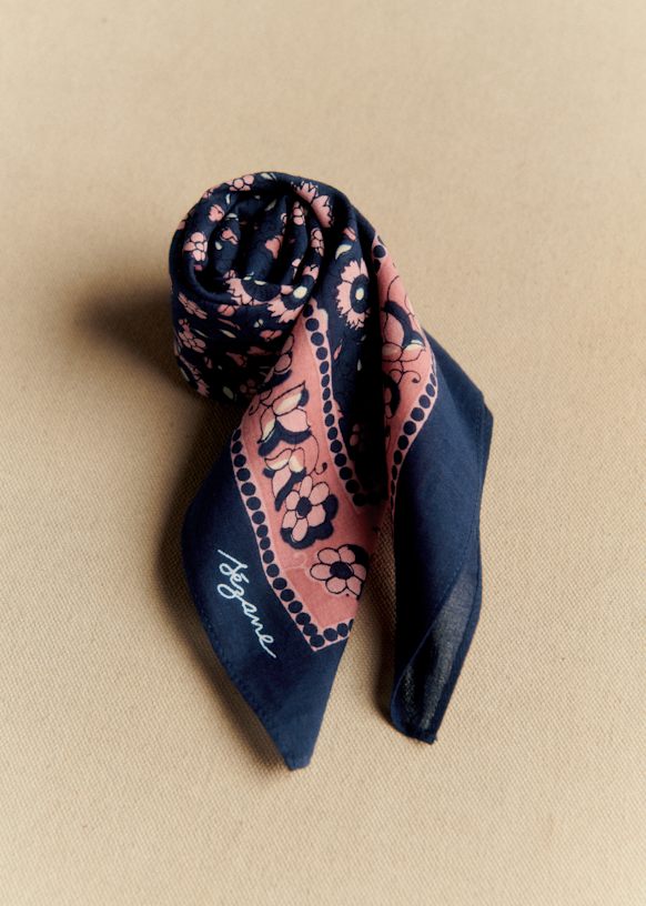 Bufanda Gaston - Navy Vintage Floral - Algodón Orgánico - Sézane