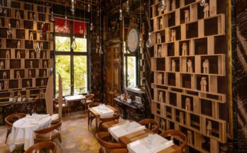 The Alain Ducasse Baccarat restaurant in Paris, named "Most Beautiful Restaurant in the World" and a Prix Versailles distinction.