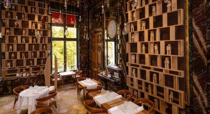 The Alain Ducasse Baccarat restaurant in Paris, named "Most Beautiful Restaurant in the World" and a Prix Versailles distinction.