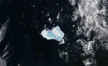 Meltwater Turns Iceberg A-23A Blue