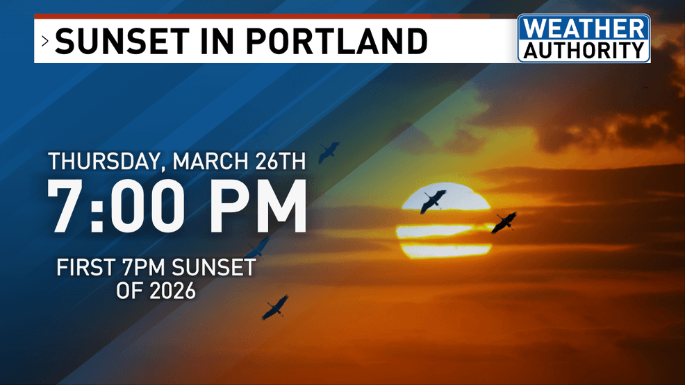 Primera puesta de sol a las 7 p.m. de 2026 (WGME).